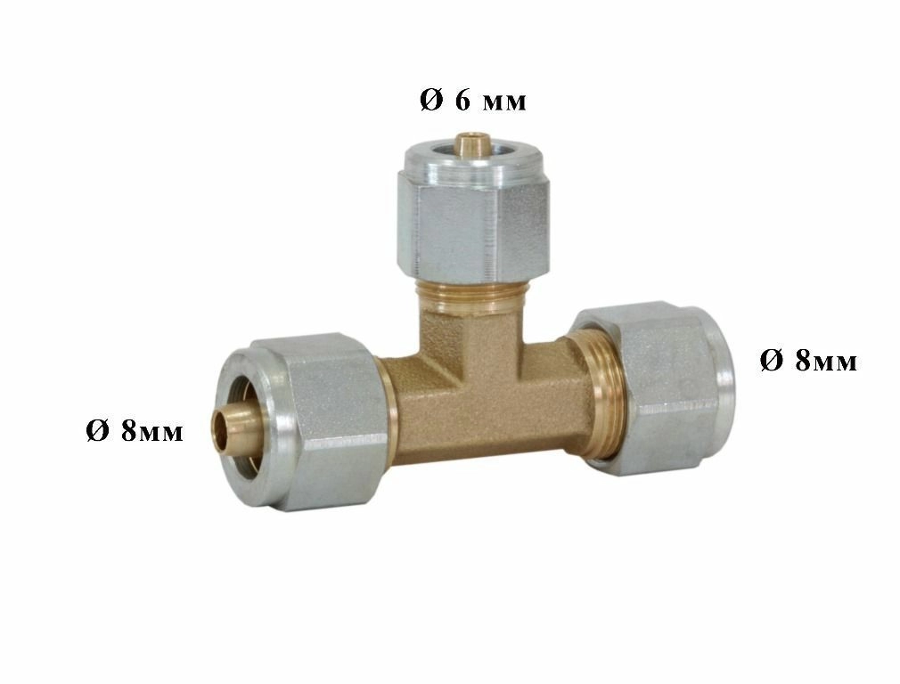 Тройник для PVC трубки 6x8x6 mm в сборе